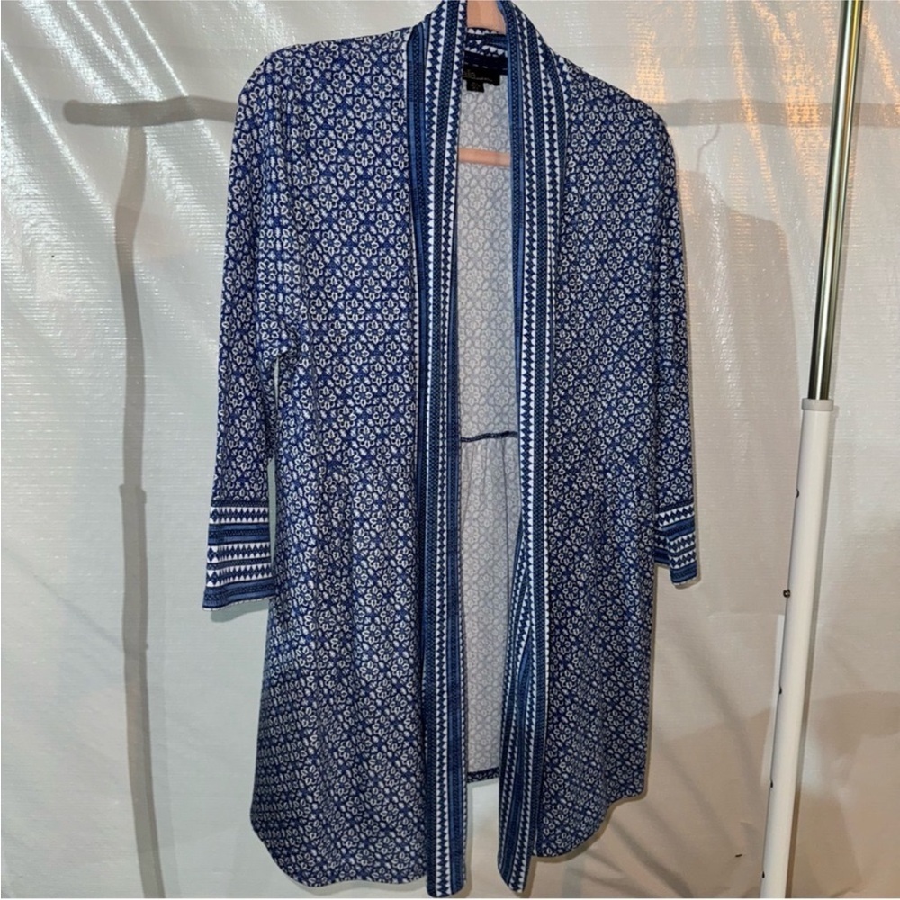 Dalia Blue and White Patterned Cardigan